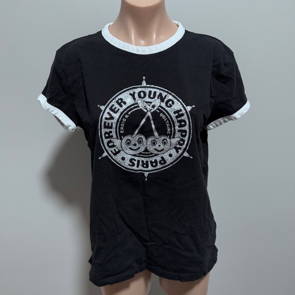 Zadig & Voltaire Walk Diamanté Insignia BC Blason Strass Ringer Tee Rhinestone - Picture 2 of 10